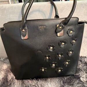 GUESS Black Tote with Floral Embellishments